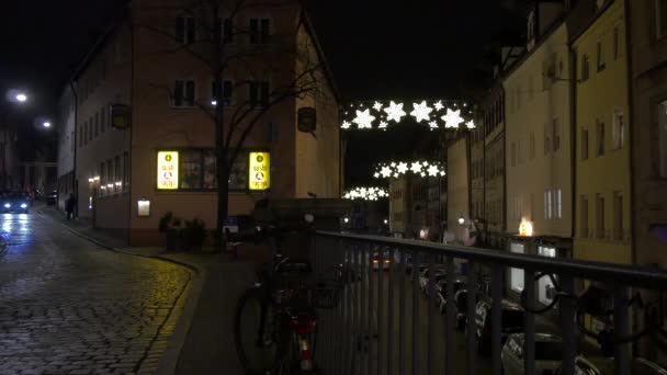 Χριστουγεννιάτικα Φώτα Στην Πόλη Της Νυρεμβέργης — Αρχείο Βίντεο