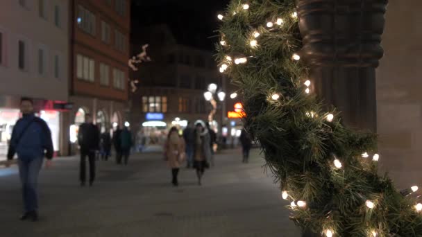 Kerstboom Tak Met Verlichting — Stockvideo