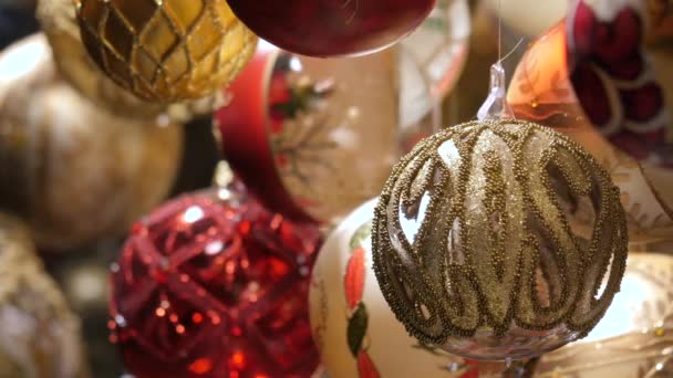 Bolbos Natal Decorados Conceito Feriados — Vídeo de Stock