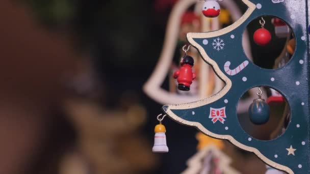 Árbol Navidad Madera Decoración — Vídeo de stock