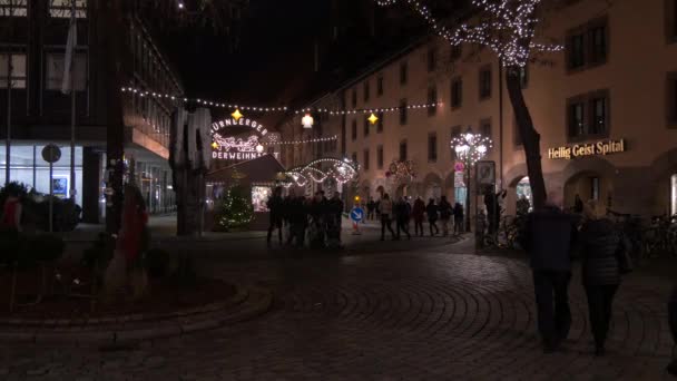 Οδός Διακοσμημένα Την Περίοδο Των Χριστουγέννων Νυρεμβέργη — Αρχείο Βίντεο