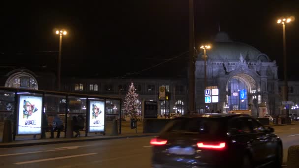 Bushaltestelle Der Nähe Des Hauptbahnhofs Nürnberg — Stockvideo