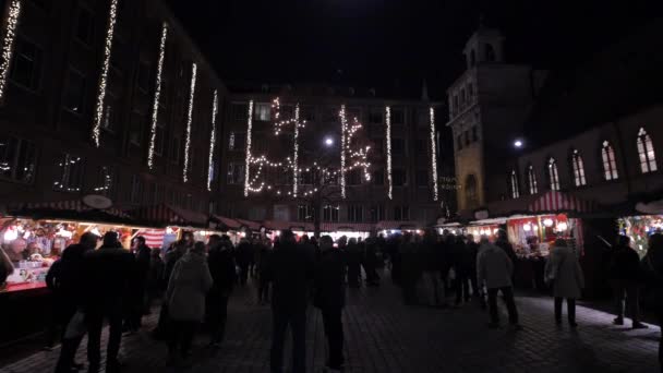 Kerstmarkt Nachts Neurenberg — Stockvideo