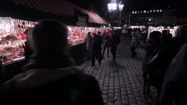 Τουρίστες Μια Χριστουγεννιάτικη Αγορά — Αρχείο Βίντεο