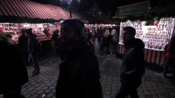 Folk Som Går Julmarknad — Stockvideo