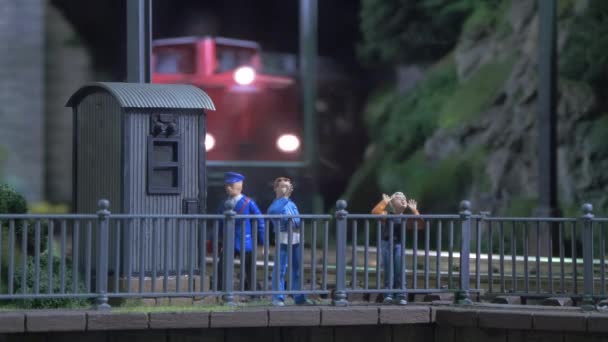 Close Train Toy Plastic Figurines — 图库视频影像