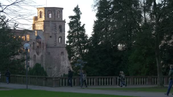 Wieża Dziedzińcu Zamku Heidelberg — Wideo stockowe