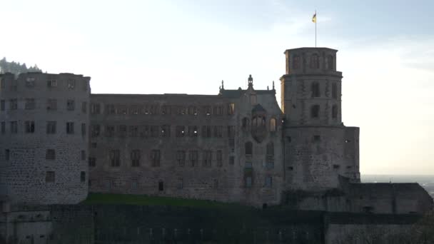 Heidelberg Kalesi Günbatımında Harabeye Döner — Stok video