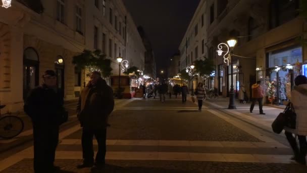 Zrinyi Straße Der Nacht Auf Weihnachten — Stockvideo