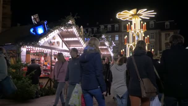 Mensen Kerstmarkt Heidelberg — Stockvideo