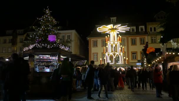 Turistas Mercado Natal Heidelberg — Vídeo de Stock