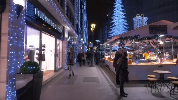 Deak Ferenc Straße Weihnachten Budapest — Stockvideo