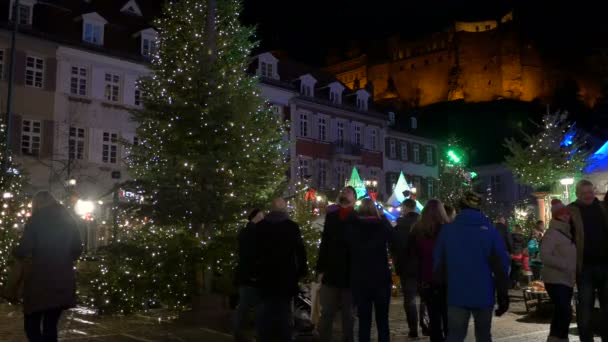 Heidelberg Deki Karlplatz Daki Noel Pazarı Ndaki Insanlar — Stok video