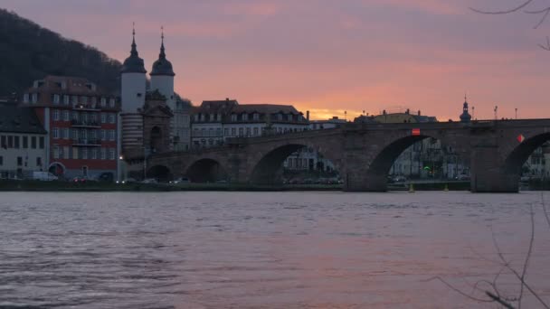 Rzeka Neckar Stary Most Heidelbergu — Wideo stockowe