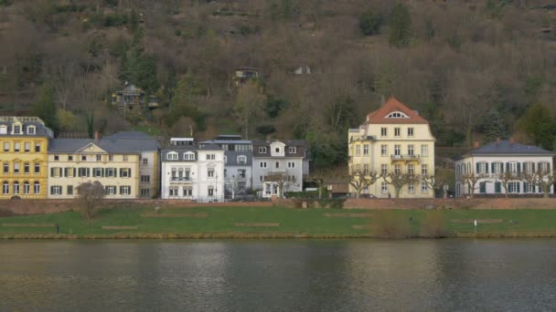 Huizen Bij Neckar River Heidelberg — Stockvideo