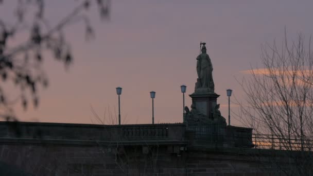 Статуя Старом Мосту Гейдельберге — стоковое видео