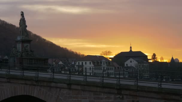 Ponte Vecchio Tramonto Heidelberg — Video Stock