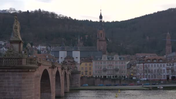 Gamla Bron Och Byggnaderna Heidelberg — Stockvideo