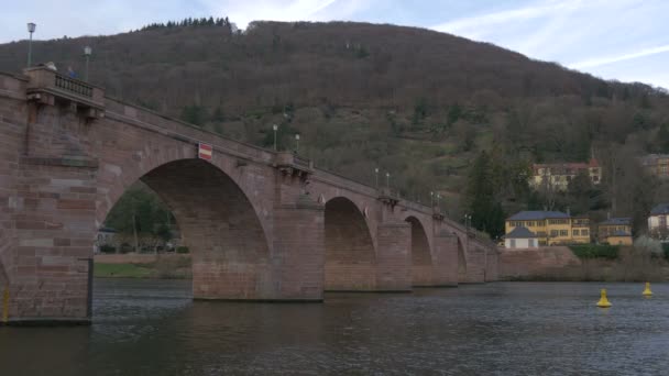 Alte Brucke Över Floden Heidelberg — Stockvideo