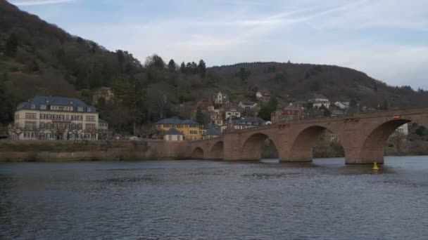 Alte Brücke Über Den Neckar Heidelberg — Stockvideo