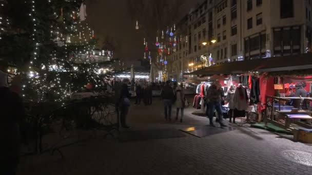 Mercado Natal Noite — Vídeo de Stock