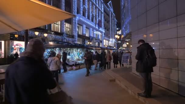 People Christmas Market Budapest — Stock Video