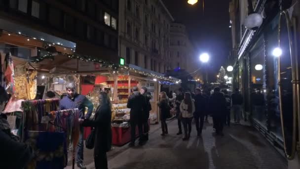 People Christmas Market — Stock Video