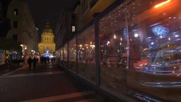 Rua Zriny Natal Budapeste — Vídeo de Stock