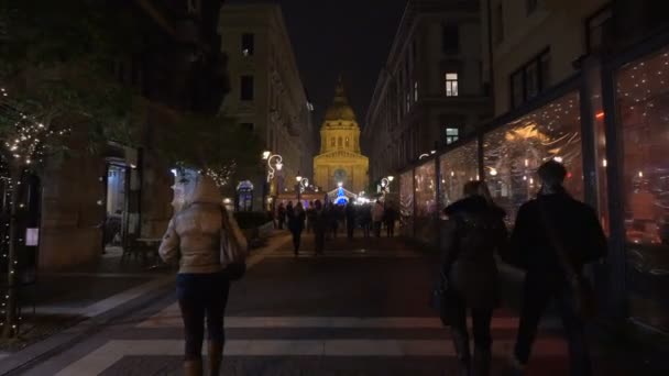 Zriny Street Christmas Будапешт — стоковое видео