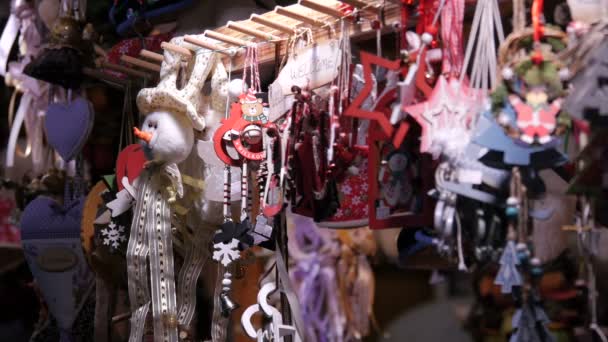 Footage Winter Decorations Hanging — Stock Video