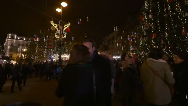 Pessoas Mercado Natal Budapeste — Vídeo de Stock