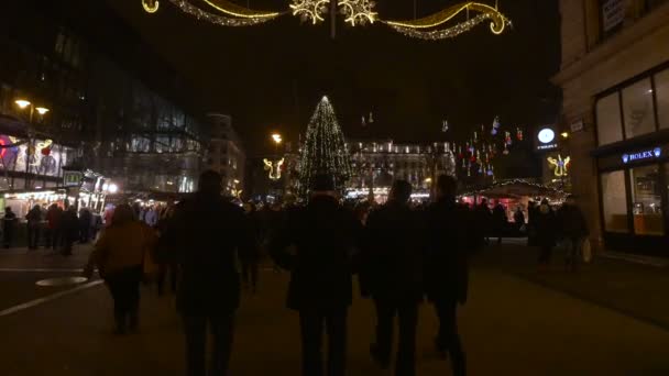 Vorosmarty Square Vánocích Budapešti — Stock video