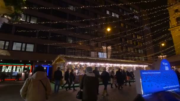 Mensen Kerstmarkt Boedapest — Stockvideo