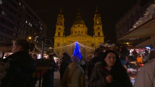 Julmarknad Budapest — Stockvideo