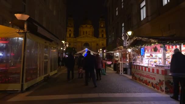 Πάγκοι Τροφίμων Για Χριστούγεννα Στη Βουδαπέστη — Αρχείο Βίντεο