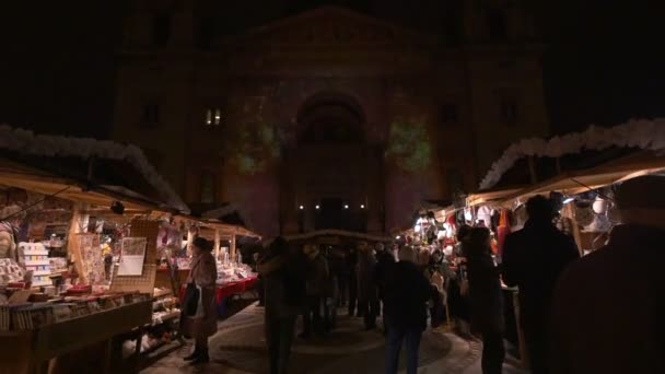 Bancarelle Natale Notte Budapest — Video Stock