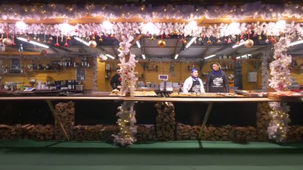 Food Stall Christmas Market — Stock Video