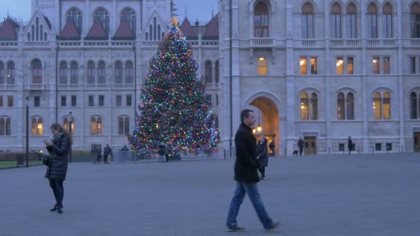 Menschen Auf Dem Kossuth Lajos Platz Budapest — Stockvideo
