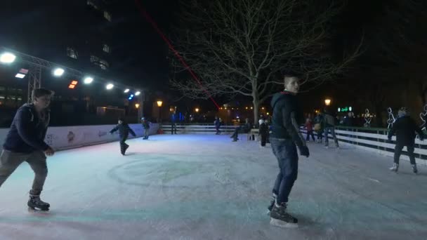 Ice Skating Night — Stock Video
