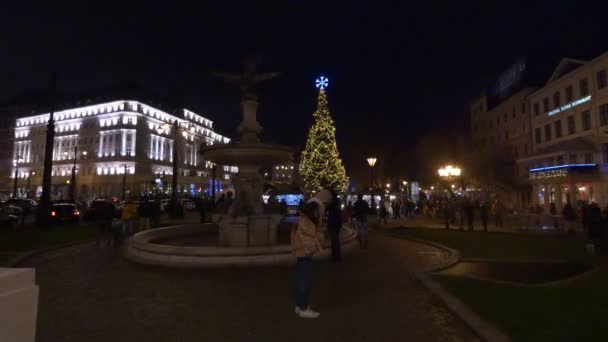 Рождественская Елка Городской Площади Братиславе — стоковое видео