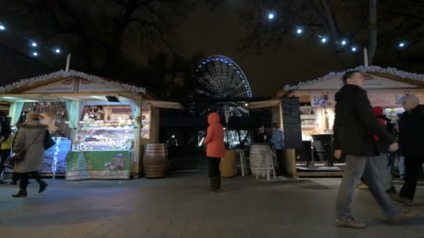 Mensen Wandelen Kerstmarkt Boedapest — Stockvideo