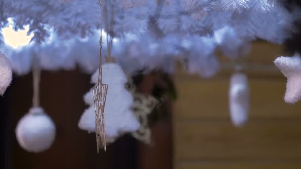 Decorações Natal Penduradas Uma Barraca — Vídeo de Stock