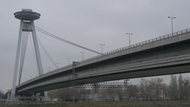 Ufo Bridge Construction Bratislava Slovakia — Stock Video