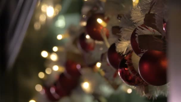 Крупним Планом Червоні Різдвяні Кулі — стокове відео
