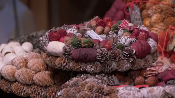 Close View Christmas Wreaths — Stock Video