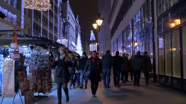 Caminando Mercado Navidad Budapest — Vídeo de stock