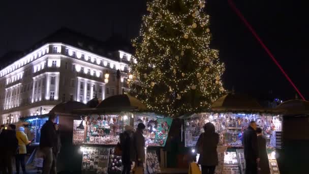 Döntse Fel Kilátás Egy Fényes Karácsonyfa — Stock videók
