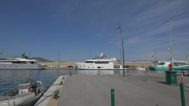 Barcos Iates Atracados Port Saint Tropez — Vídeo de Stock