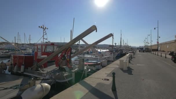 Sailboats Anchored Port Saint Tropez — Stock Video
