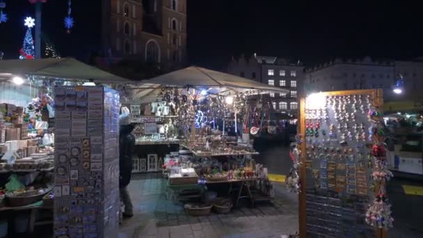 Souvenirer Julmarknaden Krakow — Stockvideo